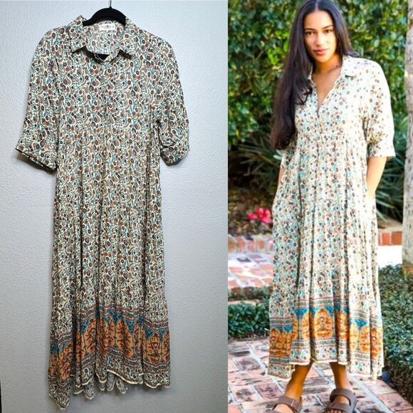 Natural Life Dresses & Skirts - Natural life Medium Rebecca Midi Dress Floral Pockets Boho